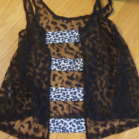 Leopard print sheer top backless - Picture 4 of 5